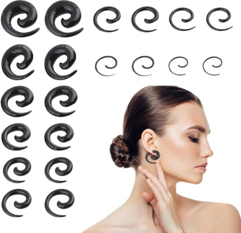 NOPKESV 20Pcs Arcyl Dehnschnecke Dehnsichel,Septum Dehnen,Pincher Tapers Septum Ring C Form Buffalo Horn Ohr Tunnel Dehnschnecke mit O Ringe Expander Piercing Schmuck für Frauen Männer
