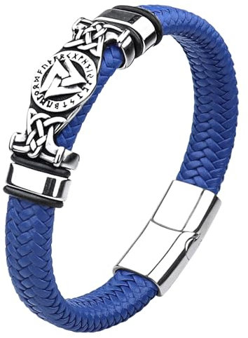 Mochity Armbänder Herren Lederarmband, Armband Herren Leder, Edelstahl Kreuz Armband Männer, Wikinger Schmuck, Lederarmband Geschenke Für Männer (A2)