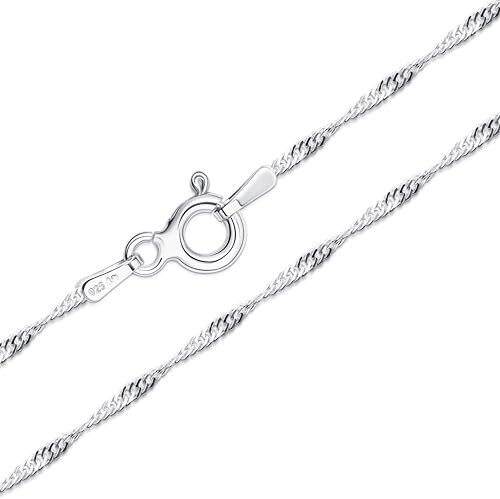 Amberta Cadenas Plata Hombre Mujer | Collar Fino Singapur Veneciano Paperclip Bolitas Serpiente 40 45 50 55 60 cm