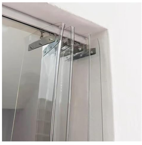 Kit Completo de Cortina de Tiras de PVC, Cortina de Puerta Transparente Plegable y corredera, Cortina divisoria de plástico, 120 x 210 cm