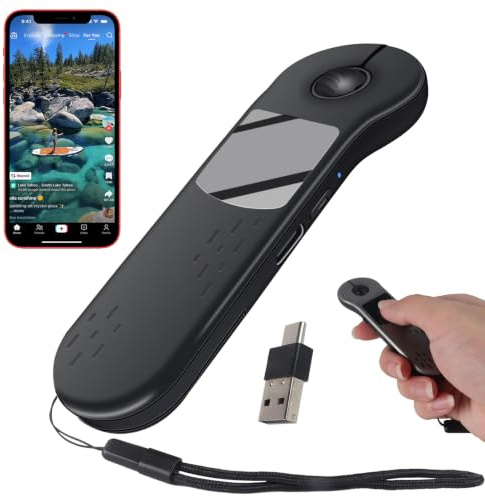 Fingerspitzen Scrolling Mini Bluetooth-Maus,BT5.3+2.4G+USB-C,Drei-Modus+Touchpad,4in1 Tragbare Page Turner Handheld Air Mouse Presenter Fernbedienung,Kabellose Finger Scroller für TikTok pad phone Mac