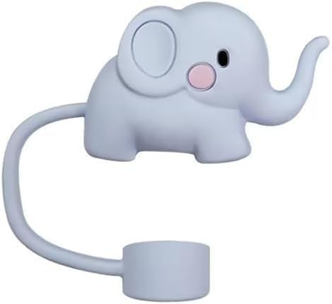 Blue Elephant Cover for Stanley 40&30 Oz Cup, Cute Straw Topper for Tumblers,Silicone Straw Covers Cap for Stanley Cup Accessories, Cap Stopper for Reusable Straws Tip Lids（10mm）