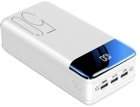 Power Bank 40000Mah/80000Mah USB C Batteria con display LED Tipo C Caricabatterie portatile Powerbank a ricarica rapida compatibile con smartphone, bianco, 40000Mah