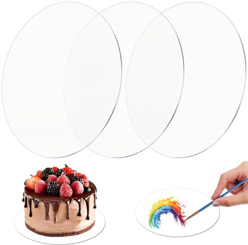 XLIUAX 3 Stück Tortenplatte Acryl Cake Board Tortenunterlage Kuchenplatte | 18cm Rund Transparent Kuchenplatte Mit Schutzfolie Wiederverwendbar Buttercreme Tortenteller für Transport Kuchen und Torten