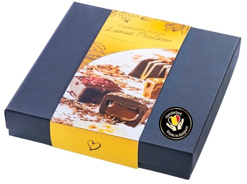 ePralinchen handverarbeitete belgische Luxus-Pralinen | hochwertige schwarze Pralinenbox mit 340g Pralinen aus Vollmilch-, dunkler und weißer Schokolade | köstliche Schokolade made in Belgium