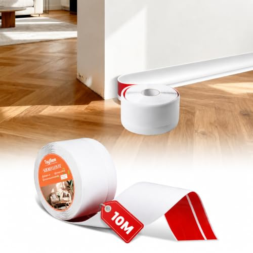 Sockelleiste Selbstklebend 10m, PVC Sockelleisten Wandleisten Weichsockelleiste Flexibel, Einfach Zu Reinigen, Ohne Bohren, DIY Fussleisten für Wohnzimmer Küche Badezimmer Büro, Weiß