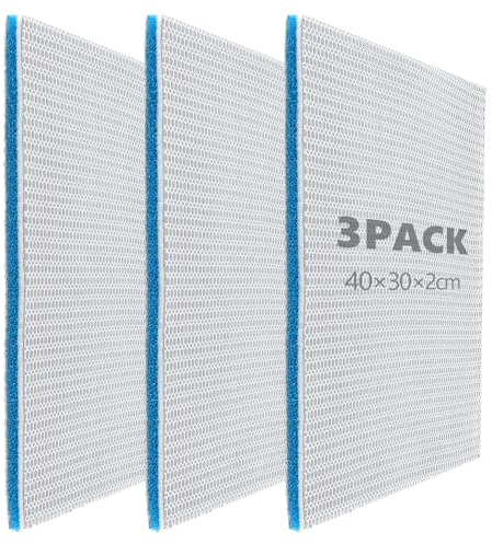 YAYODS 3 Stück Aquarium Filtermatte 40 x 30 x 2 cm - zuschneidbares Filtervlies mit 3D-Wabenstruktur - mehrlagige Filterwatte für Innenfilter, Außenfilter, Fischbecken und Garnelenaquarium