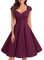 Bbonlinedress Robe Femme de Soirée Cocktail Vintage Femme Chic Courte pour Mariage Invité Gala Fête Témoin Anniversaire Col Carré Burgundy 3XL