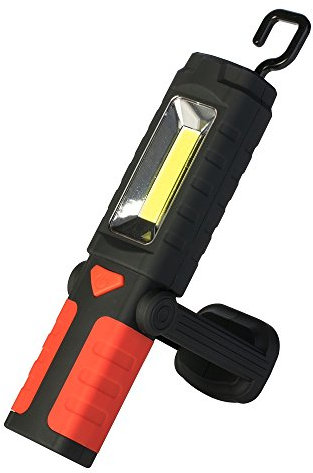 POLY POOL - PP3163 Torcia LED Da Lavoro con Luce Ultra Led COB 3W 220lm + 20lm - Gancio Girevole - Lampada Portatile per Lavoro Officina con Base Magnetica per Fissaggio - Lampada Emergenza a Batteria