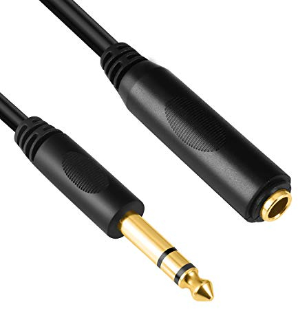 Devinal 6.35mm 1/4 inch Stereo Plug Male to 1/4 Female Stereo Headphone guitar Extension cable Cord, Gold Plated Audio Cable Stereo Extender, 10 feet (3 M)