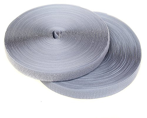 TUKA 25mx25mm Nastro Gancio e Anello da cucire, non adesivo Hook & Loop striscia, Cucire On Magico Strisce Ideale per abiti | 25m Gancio e 25m anello nastro, Grigio argento, TKB5003 Silvergray