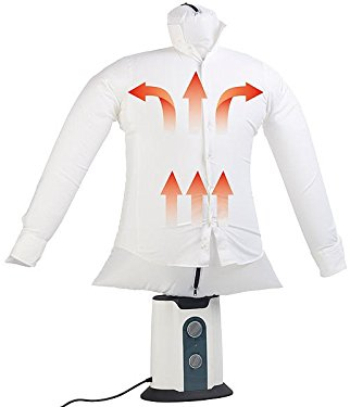 Sichler Haushaltsgeräte Bügelautomat: 2in1-Bügelpuppe, Warmluft-Gebläse und Kleiderständer, Timer, 850 Watt (Bügel Gebläse, Hemdbügler, Wäscheleine)
