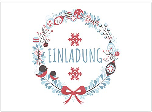 10 x Einladungskarten mit Umschlag zur Weihnachtsfeier/Motiv: Vintage Kranz Modern/Weihnachten/Christmas Party/Einladung/für Firmen