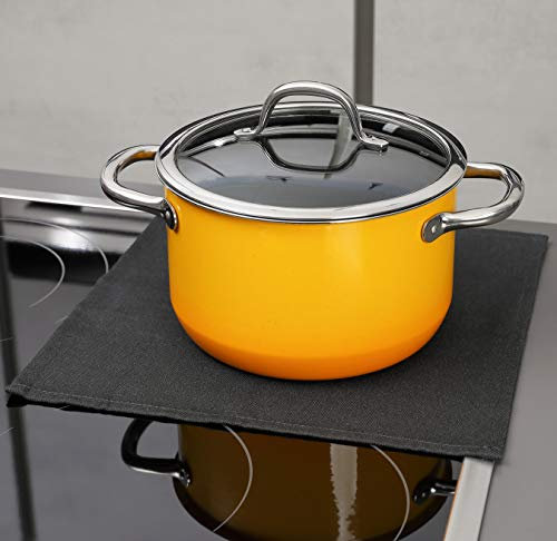 FireMat Black Edition 19x19cm, Feuerfeste Unterlage für Elektrogeräte wie Kaffeemaschinen, Mikrowelle, Wasskocher, Airfryer, Kochen auf Induktionsherd möglich.