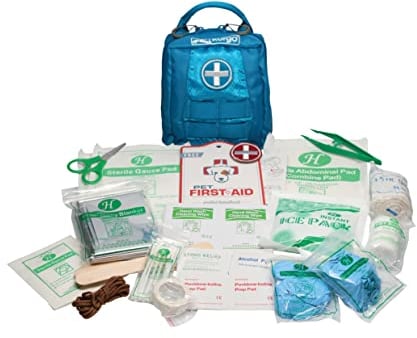 Kurgo RSG Erste-Hilfe-Set für Hunde, Kompatibel mit RSG-Geschirren und Gürteln, 49-teiliges Kit mit Anleitung, Blau