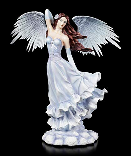 Figuren Shop GmbH Große Fantasy Engel Figur - Lydia mit ausgebreiteten Flügeln | Feen-Figur, handbemalt, mit Flügel zum Stecken