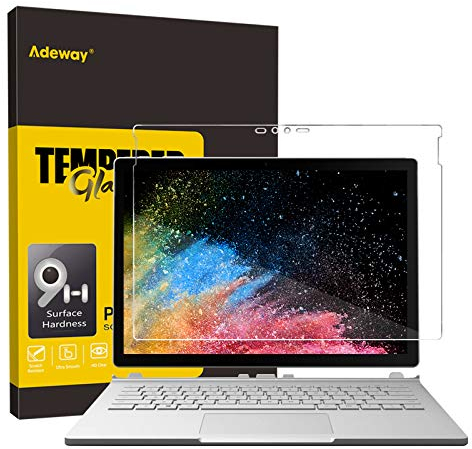 Adeway Microsoft Surface Book 2/1 Schutzfolie, Perfekte Passform/Anti-Fingerabdruck/Hohe Empfindlichkeit Anti-Kratz Glas Folie Panzerfolie Displayschutzfolie für Surface Book 2(13.5 Zoll)