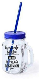DISOK - Jarra Cristal con Caña Recuerdo Molón Color Azul en caja blanca - Jarras con Frases, Tazas Originales para Detalles, Recuerdos y Regalos de Comuniones (24)