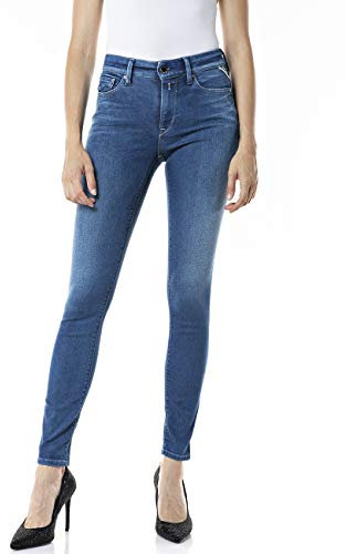 Replay Damen Luzien Rose Label Jeans, 009 Medium Blue, 25W / 32L