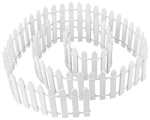 Ideen mit Herz Mini-Holzzaun | 90cm lang | zuschneidbar | kleiner Zaun zum Basteln & Dekorieren | Miniatur-Zaun für Modellbau, Puppenhaus, Terrarium, Garten, Blumentopf (Design 2 | 5cm hoch | weiß)