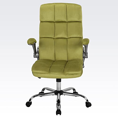 KCREAM Ergonomischer Bürostuhl Grau Stoff Stuhl mit Aufklappbaren Armlehnen Schreibtischstuhl Höhenverstellbarer 360° Drehstuhl mit Verstellbarer Rückenlehne (9327-GREEN)