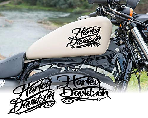 2 Adesivi Stickers Worldcustom compatibili con Harley Davidson da serbatoio (NERO)