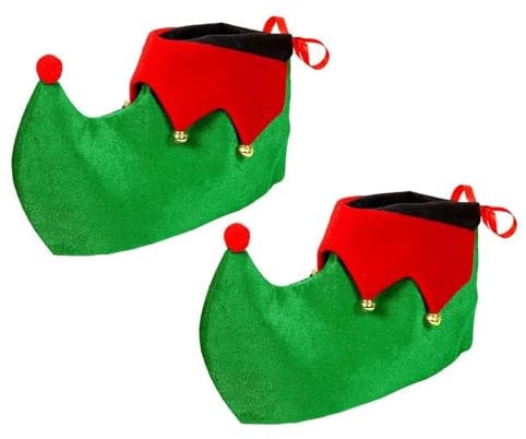 W WIDMANN MILANO Party Fashion 51947 - Schuhüberzieher Elf, Weihnachtself, Santas Helfer, Unisex, Weihnachten, Karneval, Mottoparty