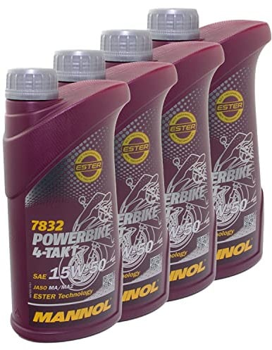 Motoröl MANNOL 15W-50 4- Takt Powerbike API SM 4 Liter für Aprilia Benelli Beta BM W Cagiva Cectek/Herkules Ducati Husqvarna KT M Malaguti Moto Guzzi MV Agusta MZ/MUZ Piag gio Royal Enfield Trium ph