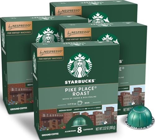 Starbucks Coffee Capsules for Nespresso Vertuo Machines — Medium Roast Pike Place Roast (Medium Roast Pike Place Roast, 68g)