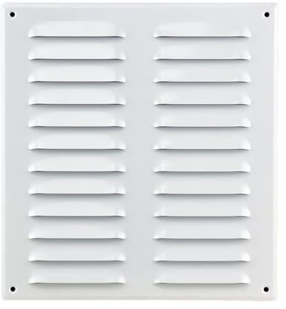 Steinberg14 Grille d'Aération Rectangulaire 260x280mm - Blanc Grille de Ventilation en Métal - Registre d'évacuation d'air Avec Moustiquaire - Couvercle d'évent Interne pour Mur et Plafond