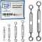 2 tenditori in acciaio inox V4A con due occhielli, conformi allo standard DIN 1480 1478, per corda, occhiello, vite di serraggio M 8 mm