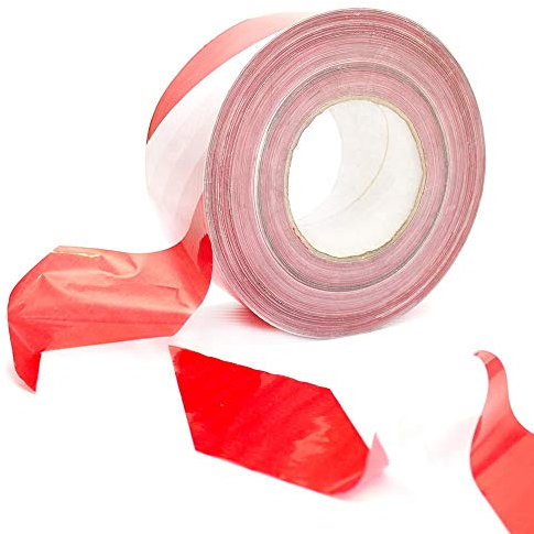 Non-Adhesive Barrier Tape |RED & WHITE | 72mm x 500m | Warning | Waterproof Polyethylene Warning Tape (1 ROLL)
