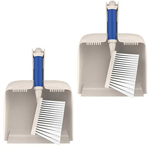 Nirox Set de 2 Cepillo y Recogedor Gris - Cepillo de mano y recogedor para una limpieza sin esfuerzo - Recogedor con palo versátil y aplicable - Escoba de mano y recogedor que ahorra espacio