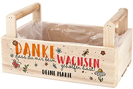 Herz & Heim® Erzieher-Geschenk für Kindergarten oder Grundschule - Pflanzkiste mit Aufdruck Ihr/Mir (Du/Mir)