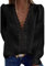 Coloody Femme Tee Shirt Dentelle Col en V, Manches Longues Loisirs D'été Tunique en Jacquard en Dentelle Blouse Amples Caraco en Dentelle Tops Chemisiers à La Mode-LNoir-S