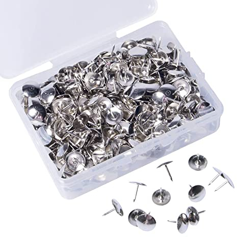 Egurs 400 Stück Reißnägel Metall Heftzwecken Runde für Büro Zum Aufhängen Von Memos Und Bildern DIY(10mm) Silber