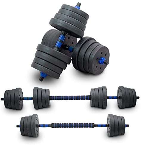 Lacestone 2in1 Hantelset Kurzhantel Langhantel Set Hanteln Krafttraining Gewichte Dumbbells 30KG