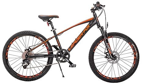 24 Zoll Alu Mountainbike Leader Fox Capitan 8 Gang Scheibenbremsen Schwarz Orange