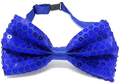 Cadoline Blaue Herren-Fliege aus Polyester mit Pailletten, 14 x 6 cm