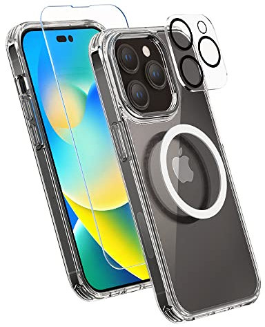 XClear [6 in 1 Defender Compatible with iPhone 14 Pro Max Case (2022), with 3 Pack Tempered Glass Screen Protector + 2 Pack Camera Lens Protector Premium Grade Protection Cover Slim Thin Fit Clear