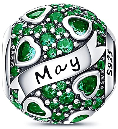 HappyStar Ciondolo da Donna in Argento Sterling 925 Per Bracciale Charms, Gennaio-Dicembre Birthstone charm Bead,Compatibile con bracciale pandora e Europei Bracciale Collane da Donna