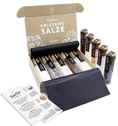 TIMBER TASTE® Gourmet Salz Gewürze Geschenkset für Frauen & Männer - 5 erlesene Salze aus aller Welt - Gewürze Set Geschenk Geburtstag Frau - Besonderes Geschenk für Erwachsene - Salz Gewürze Set