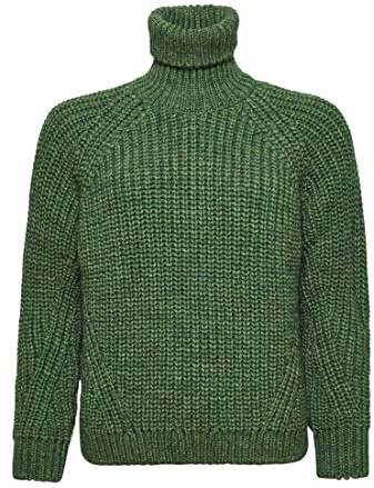 Superdry Damen Lässiger Strickpullover mit Rollkragen und Ziernaht Dunkelsalbei Meliert