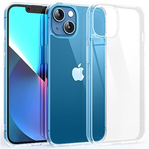 Supdeal Shockproof Clear Case for iPhone 13, [Not Yellowing] [10FT Military Drop Protection] Hard Clear Back Four Corner Airbags Drop Protection Phone Cover, 6.1 inch, Transparent