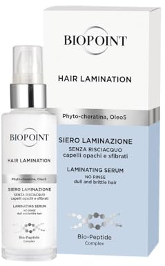 Biopoint Hair Lamination Serum für strapaziertes und strapaziertes Haar, repariert das Haar und spendet Feuchtigkeit, Weichheit und Glanz, 50 ml