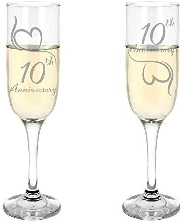 Always Looking Good Lot de 2 flûtes à champagne gravées 10ème anniversaire de mariage