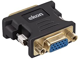 ekon DVI-D-VGA-Adapter mit Vorhängeschloss, vergoldet, High Definition, für PC, Laptop, Monitor, TV, DVD