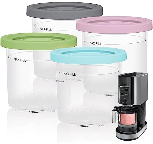 ZoneYan Bacs à Crème Glacée pour Ninja Creami, Lot de 4 Récipients à Crème Glacée avec Couvercles, pour Ninja Sorbetières NC301 NC300 NC299AMZ CN305A CN301CO Série, Sans BPA Et Lave-Vaisselle