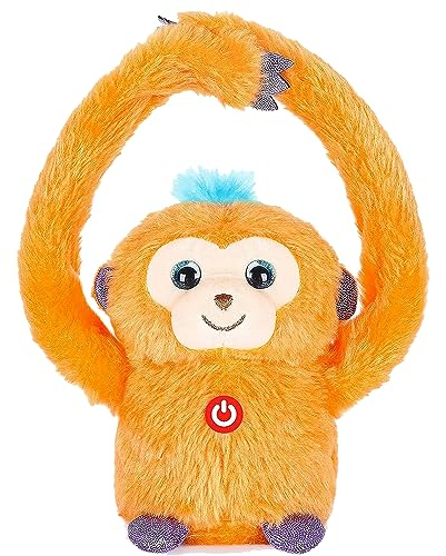 Brigamo Plüsch AFFE Tumble Monkey Plüschtier Tanzt und spricht nach was du sagst - Siehe Video (orange)