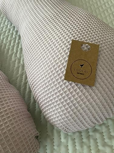 LOOLAY TYP A Relax Kingsize Waffelpique/Glatt Baumwolle XXXL 330 cm Schwangerschaftskissen Seitenschläferkissen Stillkissen Typ U Lagerungskissen (Waffelpique ROSA/Grau)